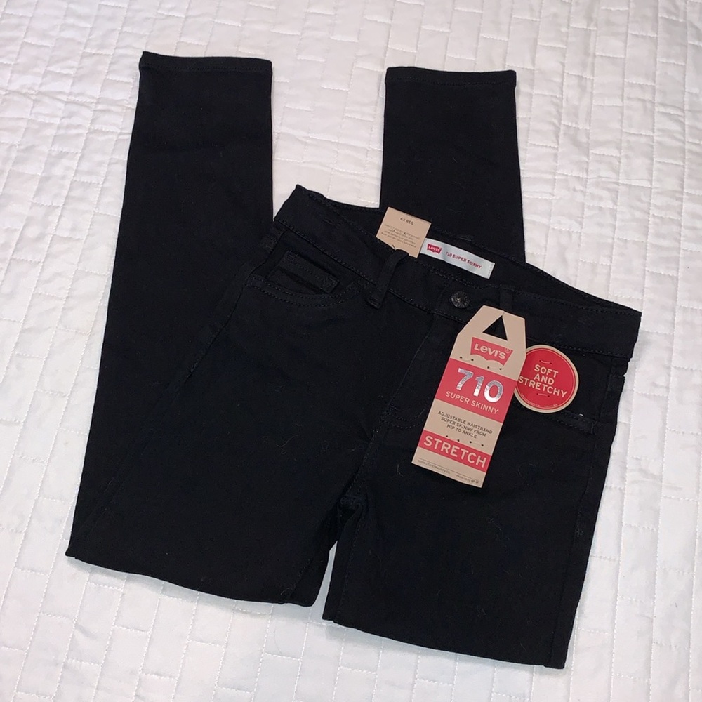 NWT Girls Levi's 710 Super Skinny Stretch Jeans, Black, Size 6 - Picture 2 of 16